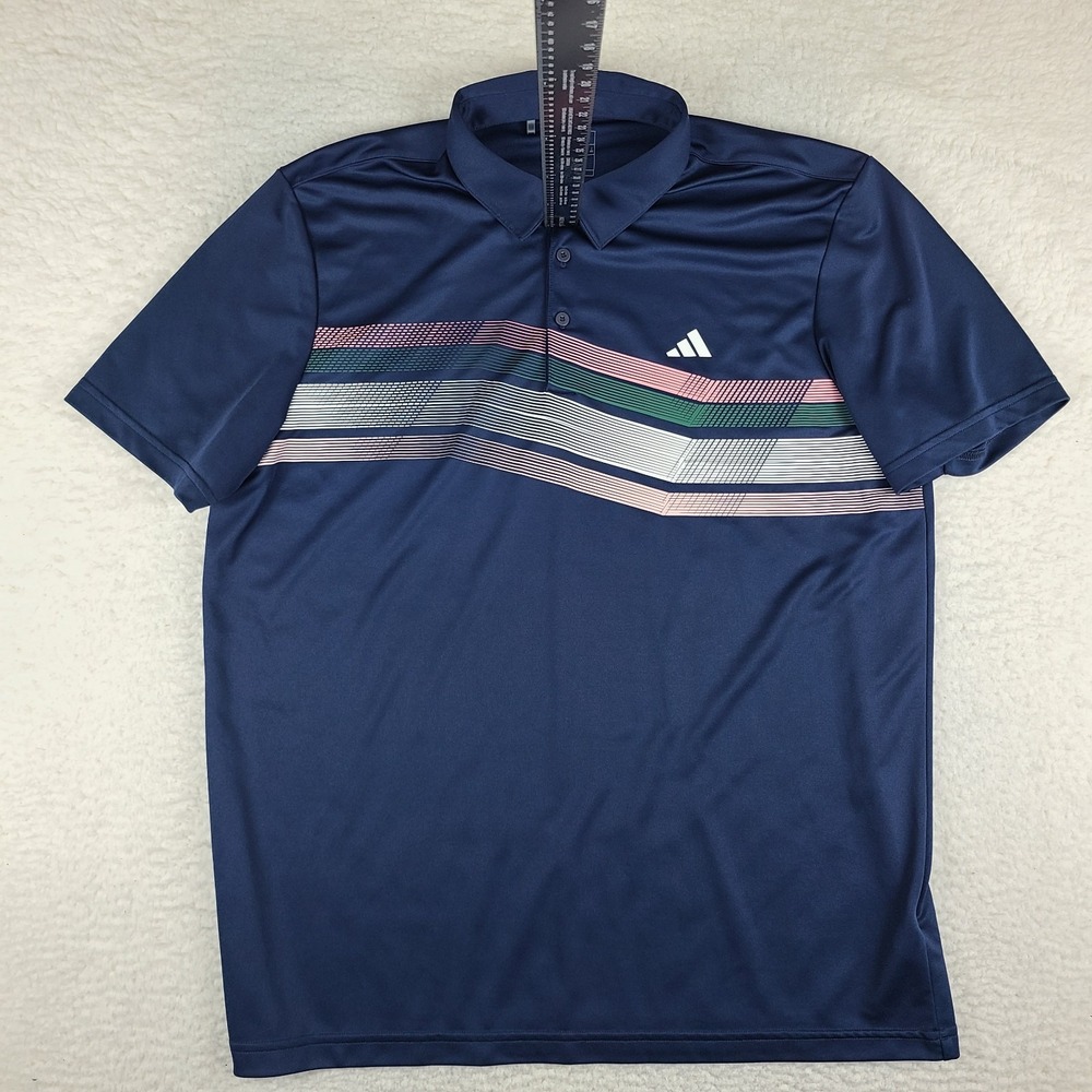 Adidas Polo Shirt Mens XL Blue Navy Performance Golf Short Sleeve